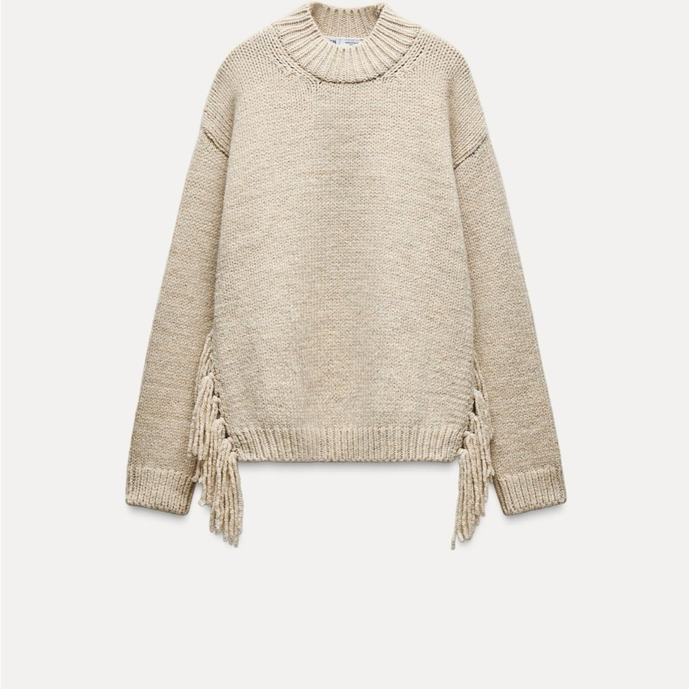 Zara Fringe Oatmeal Sweater